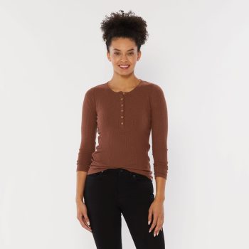 Women's Layering Rib Henley Long Sleeve Shirt