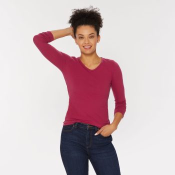 Women's No-Yank Long Sleeve V-Neck T-Shirt