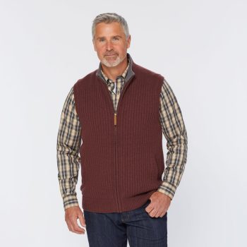 Men's Shetland Wool Windproof Full-Zip Sweater Vest