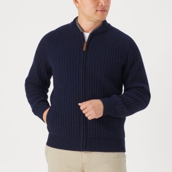 Men's Shetland Wool Windproof Zip Sweater