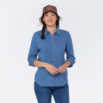 Women's Indigo Knit Button-Front Shirt